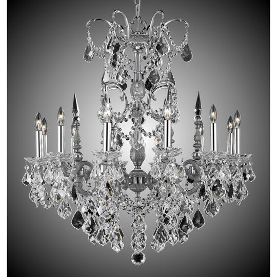 Venetian 32 Inch 12 Light Chandelier by American Brass and Crystal