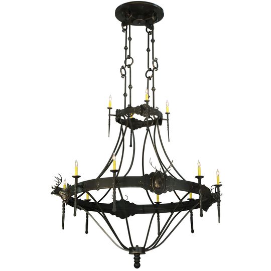 Stag 66 Inch 12 Light Chandelier by Meyda Lighting