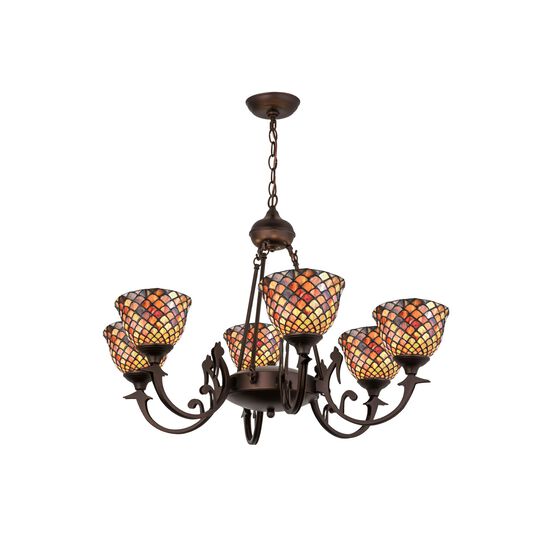 Tiffany Fishscale 32 Inch 6 Light Chandelier by Meyda Lighting