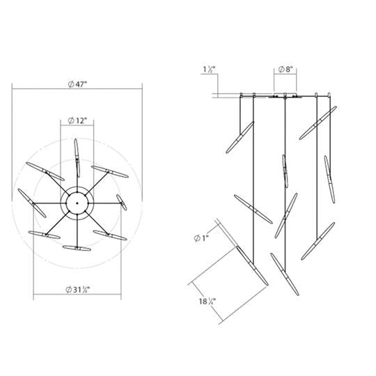 Ballet 21 Inch Multi Light Pendant by SONNEMAN