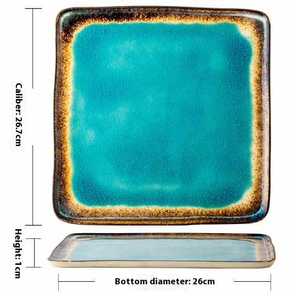 Ocean Crest Crackle-Glaze Square Plate