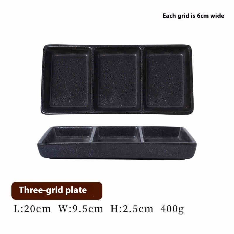 RetroGrid Porcelain Sauce Trio Plate