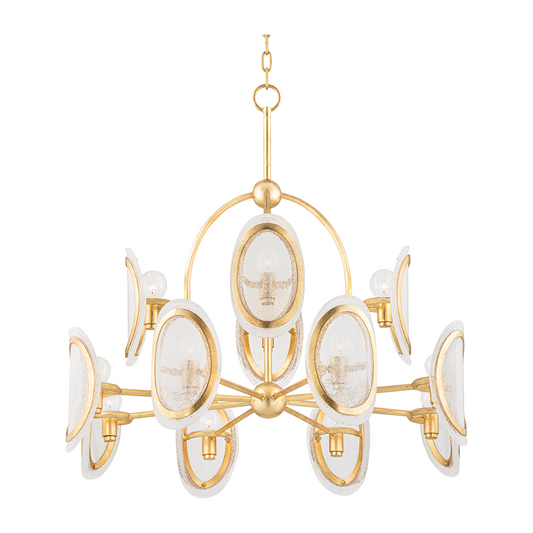 Hudson Valley Lighting Danes 12 Light 34 inch Vintage Gold Leaf Chandelier Ceiling Light