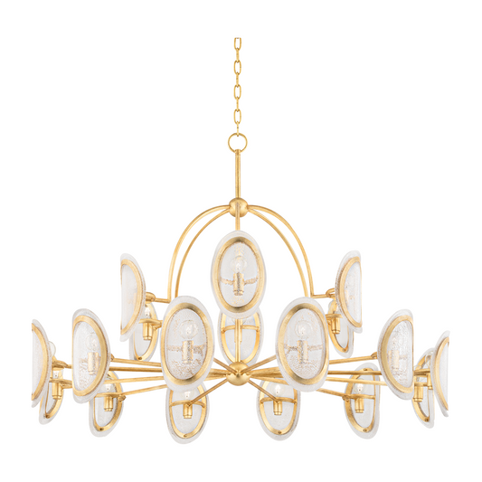 Hudson Valley Lighting Danes 18 Light 50 inch Vintage Gold Leaf Chandelier Ceiling Light