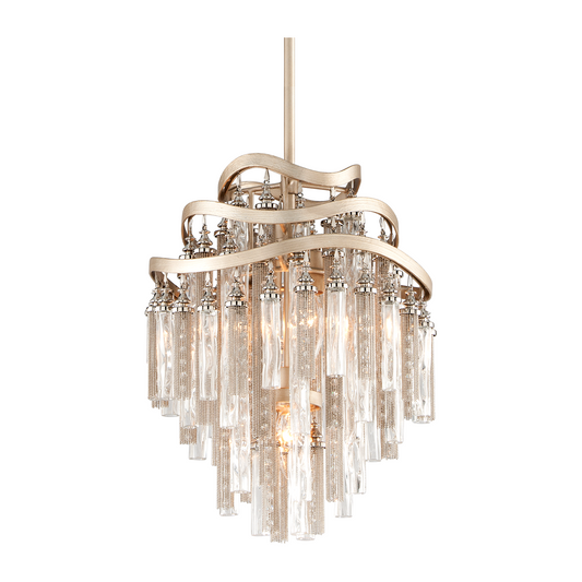Corbett Chimera 3 Light Warm Silver Leaf Pendant Ceiling Light Clearance