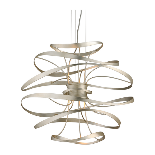 Corbett Calligraphy 2 Light Silver Leaf Polished Stainless Chandelier Ceiling Light