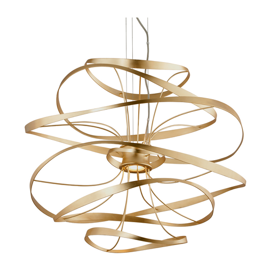 Corbett Calligraphy 2 Light Gold Leaf with Polished Stainless Chandelier Ceiling Light