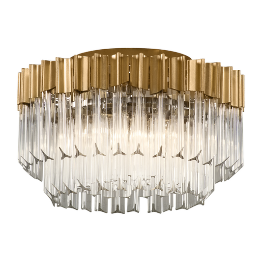 Corbett Charisma 3 Light Gold Leaf/Stainless Steel Semi Flush Ceiling Light Clearance