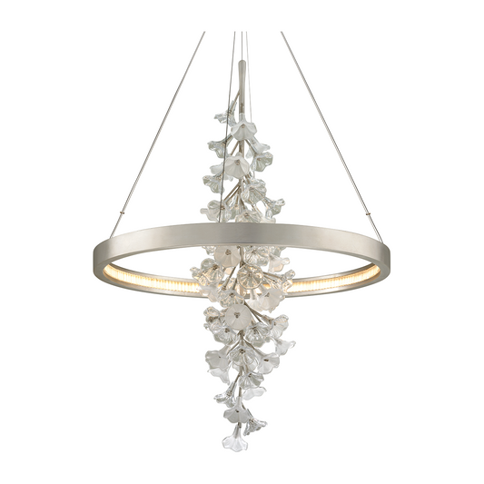 Corbett Jasmine 1 Light Silver Leaf Chandelier Ceiling Light