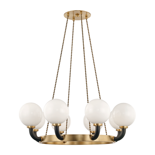 Hudson Valley Lighting Werner 8 Light 46 inch Aged Brass/Black Chandelier Ceiling Light