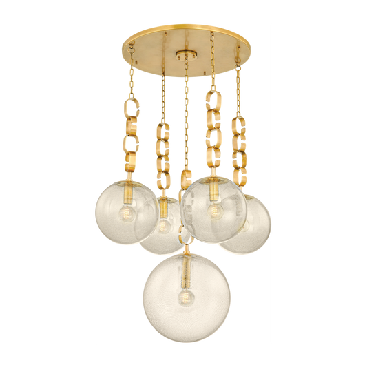 Corbett Nessa 5 Light Vintage Brass Chandelier Ceiling Light