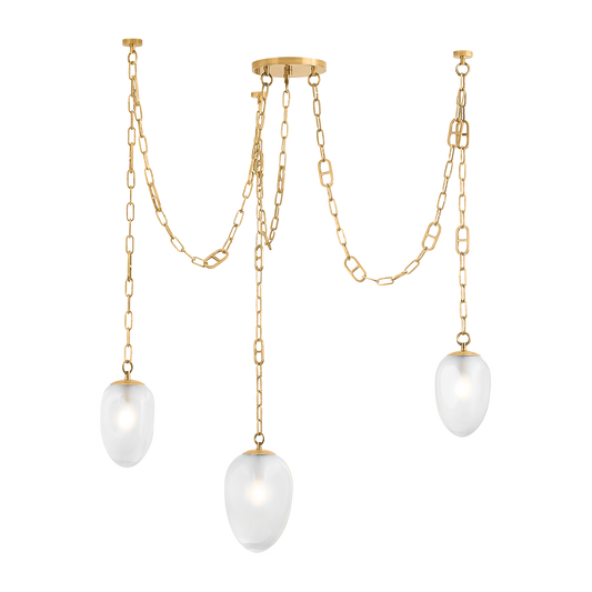 Corbett Daith 3 Light Vintage Brass Chandelier Ceiling Light