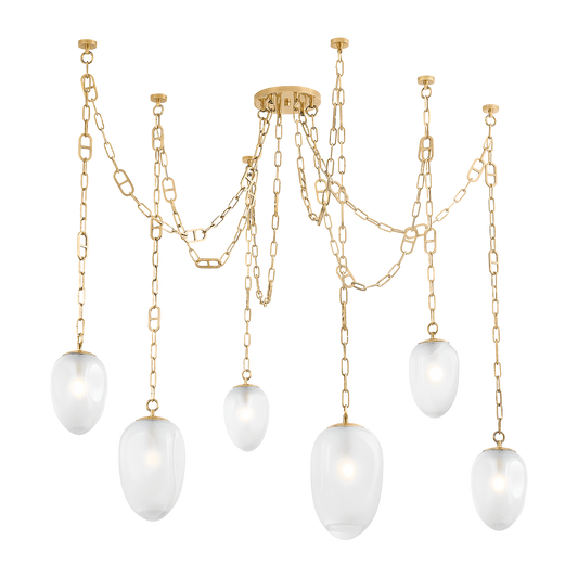 Corbett Daith 6 Light Vintage Brass Chandelier Ceiling Light
