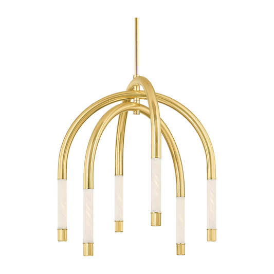Corbett Zeme 6 Light Vintage Polished Brass Chandelier Ceiling Light
