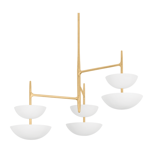 Corbett Evander 6 Light Vintage Gold Leaf/Gesso White Chandelier Ceiling Light