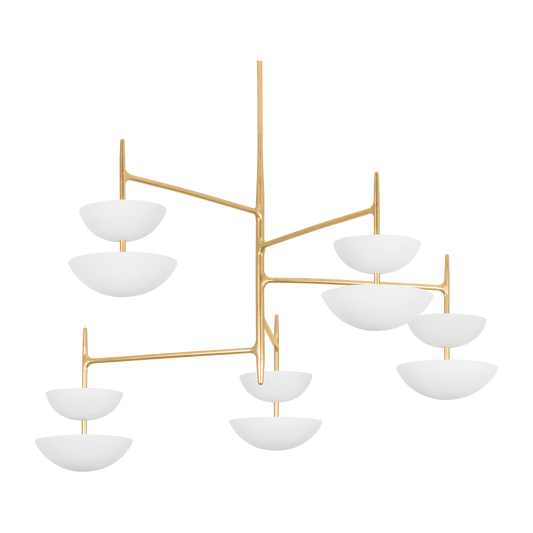 Corbett Evander 10 Light Vintage Gold Leaf/Gesso White Chandelier Ceiling Light