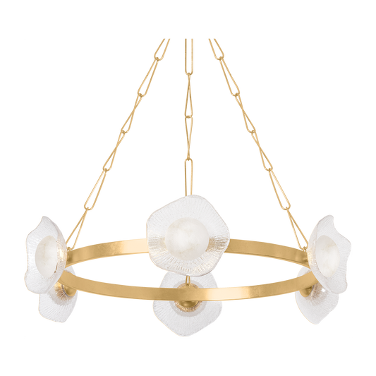 Corbett Almandine 6 Light Vintage Gold Leaf Chandelier Ceiling Light