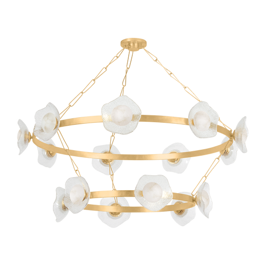 Corbett Almandine 15 Light Vintage Gold Leaf Chandelier Ceiling Light