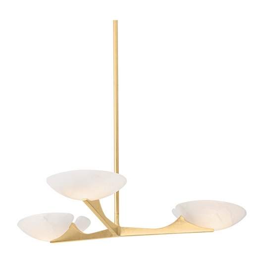 Corbett Malachite 3 Light Vintage Gold Leaf Chandelier Ceiling Light