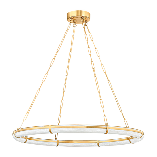 Hudson Valley Lighting Sennett 1 Light 42 inch Aged Brass Chandelier Ceiling Light