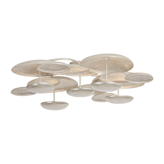 Corbett Fistral 5 Light Textured Warm Silver Leaf Semi Flush Ceiling Light