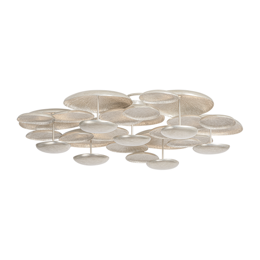 Corbett Fistral 7 Light Textured Warm Silver Leaf Semi Flush Ceiling Light