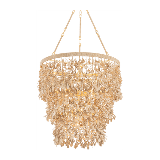 Corbett Naxos 12 Light Vintage Gold Leaf Chandelier Ceiling Light