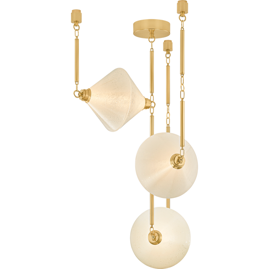 Corbett Solara 3 Light Vintage Polished Brass Chandelier Ceiling Light