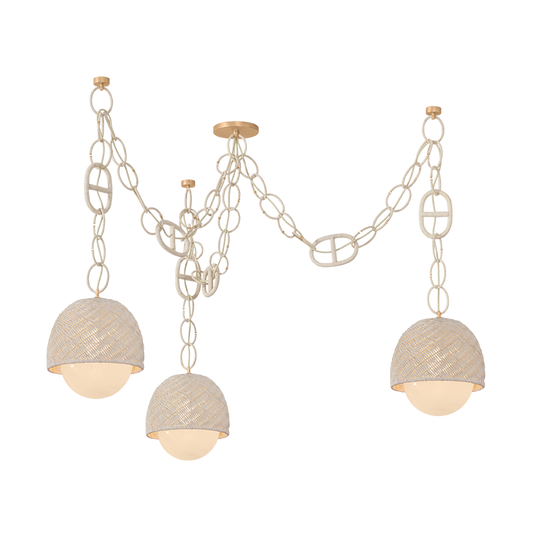 Corbett Piasu 3 Light Champagne Leaf Chandelier Ceiling Light