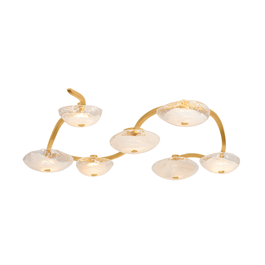Corbett Kune 7 Light Vintage Gold Leaf Semi Flush Ceiling Light