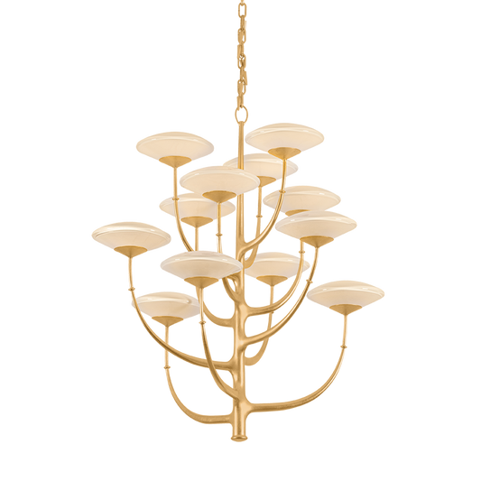 Corbett Pluro 12 Light Vintage Gold Leaf Chandelier Ceiling Light