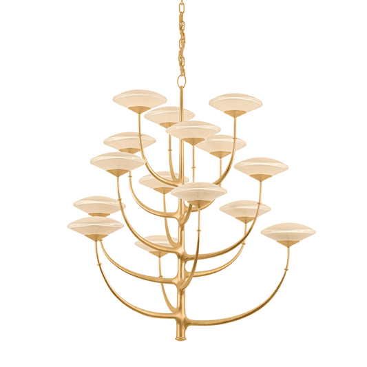 Corbett Pluro 15 Light Vintage Gold Leaf Chandelier Ceiling Light