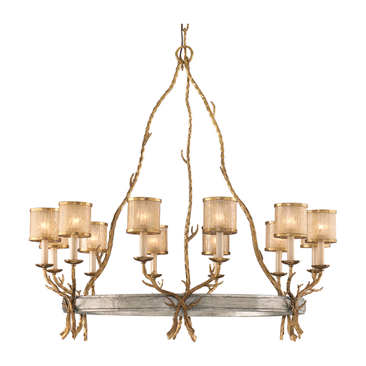 Corbett Parc Royale 12 Light Vintage Gold Leaf Chandelier Ceiling Light