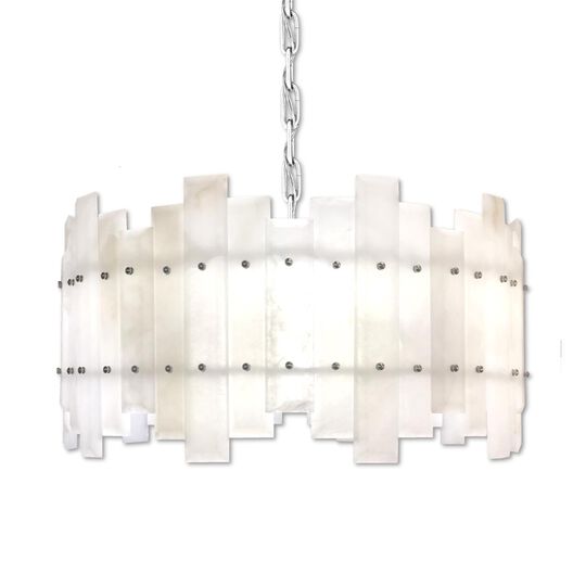 Alabaster Prism Round Large Pendant by American Brass and Crystal