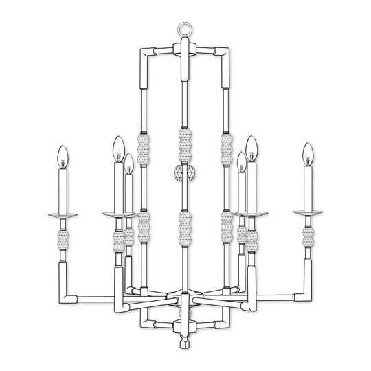 Magro 6 Light Chandelier by American Brass and Crystal