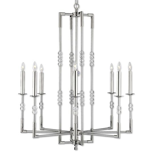 Magro 8 Light Chandelier by American Brass and Crystal