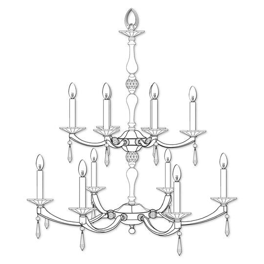 American Brass &amp; Crystal Kensington 12 Light Chandelier by American Brass and Crystal