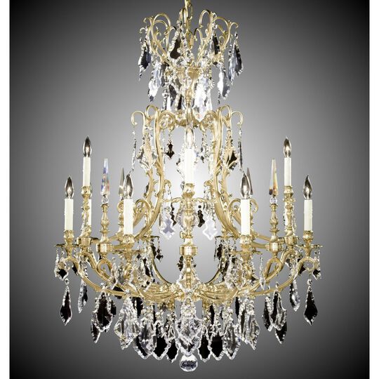 Parisian 12 Light Chandelier by American Brass and Crystal