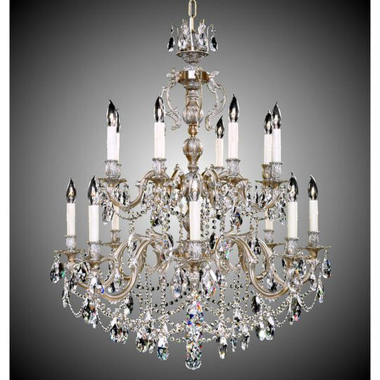 Rosetta 16 Light Chandelier by American Brass and Crystal