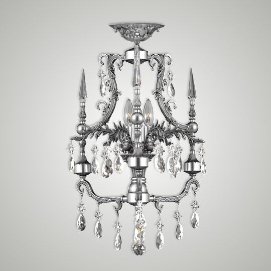 Parisian 15 Inch 3 Light Semi Flush Mount by American Brass and Crystal