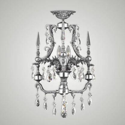 Parisian 15 Inch 3 Light Semi Flush Mount by American Brass and Crystal