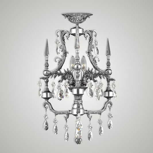Parisian 15 Inch 3 Light Semi Flush Mount by American Brass and Crystal
