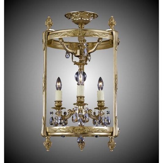 Lantern 3 Light Semi Flush Mount by American Brass and Crystal