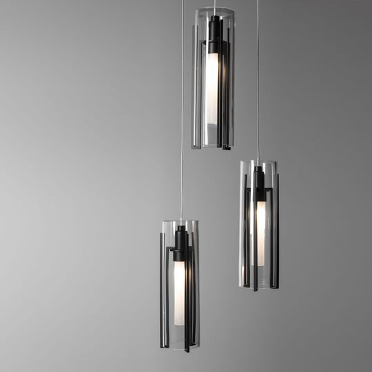 Exos Glass 14 Inch Multi Light Pendant by Hubbardton Forge