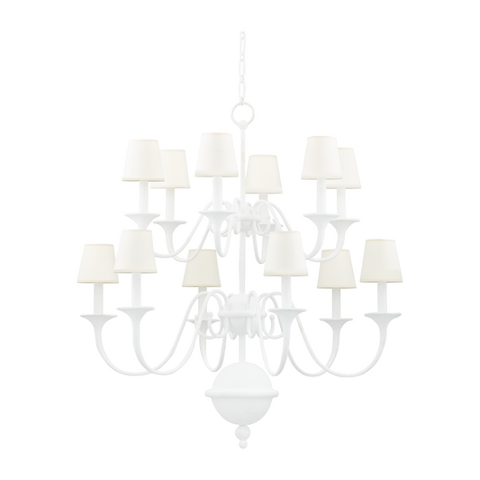 Hudson Valley Lighting Windsor 12 Light 38 inch White Plaster Chandelier Ceiling Light