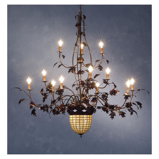 Greenbriar Oak 90 Inch 12 Light Chandelier by Meyda Lighting