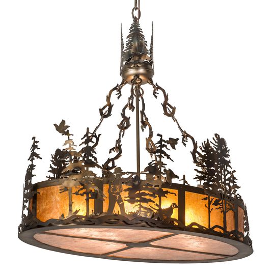 Quail Hunter W/Dog 30 Inch Large Pendant by Meyda Lighting