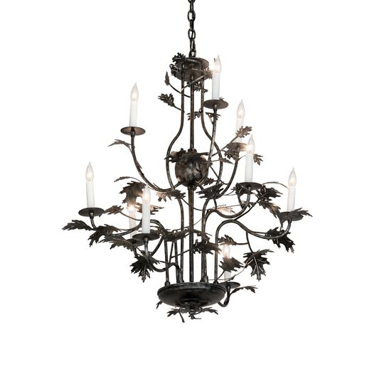 Oak Leaf 36 Inch 3 Light Chandelier by Meyda Lighting