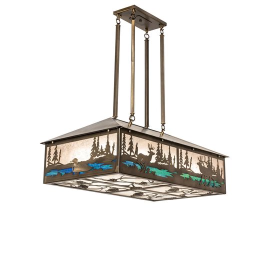 Elk At Lake 36 Inch Large Pendant by Meyda Lighting