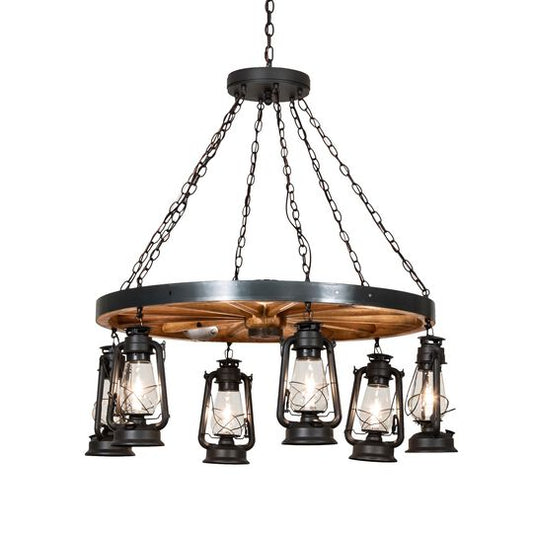 Miners Lantern 40 Inch 6 Light Chandelier by Meyda Lighting
